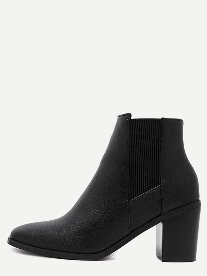Shein Black Pebbled Pu Square Toe Chelsea Boots