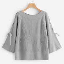 Shein Lace Up Raglan Sleeve Jumper