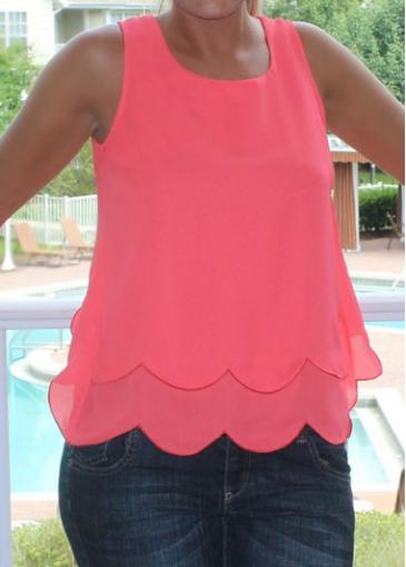 Rosewe Round Neck Double Layer Chiffon Tank Top