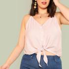 Shein Plus Knot Front Button Detail Cami Top