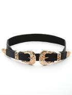Shein Gold Hollow Out Trim Double Buckle Belt