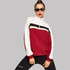 Shein Half Placket Color-block Sweatshirt