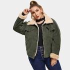 Shein Plus Corduroy Drop Shoulder Shearling Lined Jacket