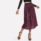 Shein Contrast Elastic Waist Pleated Velvet Skirt
