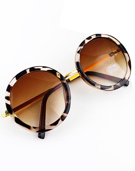 Shein Yellow Round Lenses Leopard Sunglasses