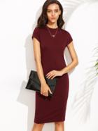 Shein Wine Red Crew Neck Sheath Dress