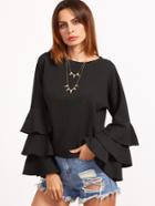 Shein Black Layered Bell Sleeve Top