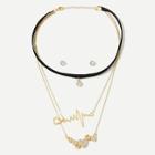 Shein Heart Detail Layered Necklace & Earrings 1pair