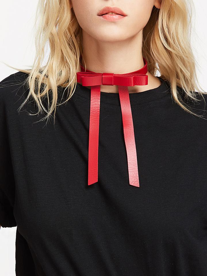 Shein Bow Tie Pu Choker Necklace