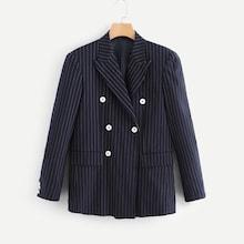 Shein Men Button Front Vertical Striped Blazer