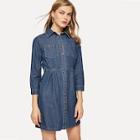 Shein Stitch Detail Pocket Front Single Breasted Denim Dress