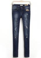 Rosewe Fine Quality Denim Middle Waist Pants With Zipper