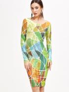 Shein Patchwork Long Sleeve Pencil Dress