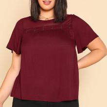 Shein Plus Eyelet Crisscross Detail Solid Top