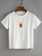Shein Potato Chips Embroidery T-shirt