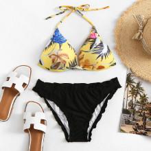 Shein Frill Hem Floral Bikini Set