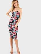 Shein Flower Print Bandeau Midi Dress