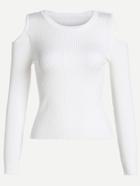 Shein White Open Shoulder Ripped Sweater