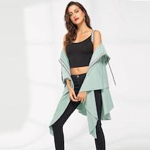 Shein Letter Tape Asymmetrical Hem Coat