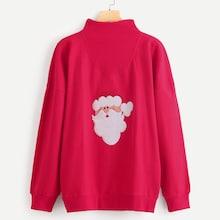 Shein Men Christmas Embroidered High Neck Sweatshirt