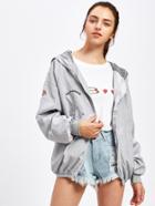 Shein Letter Print Hooded Zip Up Jacket