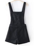 Shein Black Bib Front Suede Pockets Jumpsuit