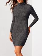 Shein Black Turtleneck Long Sleeve Bodycon Sweater Dress