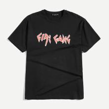 Shein Men Letter Print Round Neck Tee