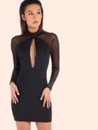 Shein Mesh Panel Keyhole Bodycon Dress