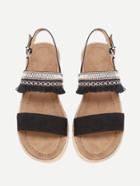 Shein Fringe Detail Flat Sandals