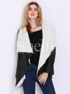 Shein Black Long Sleeve Quilted Lapel Coat
