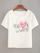 Shein Heart Print Short Sleeve T-shirt