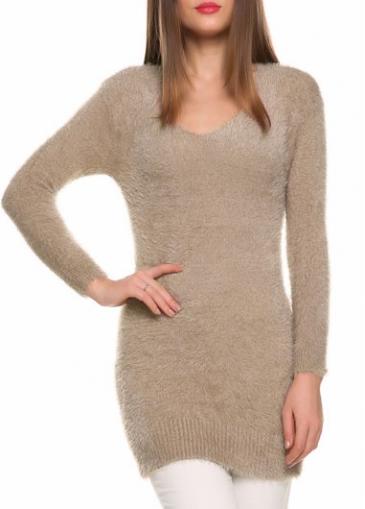 Rosewe Khaki Long Sleeve V Neck Pullover Sweater