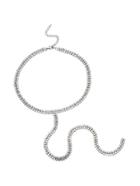Shein Silver Rhinestone Encrusted Necklace