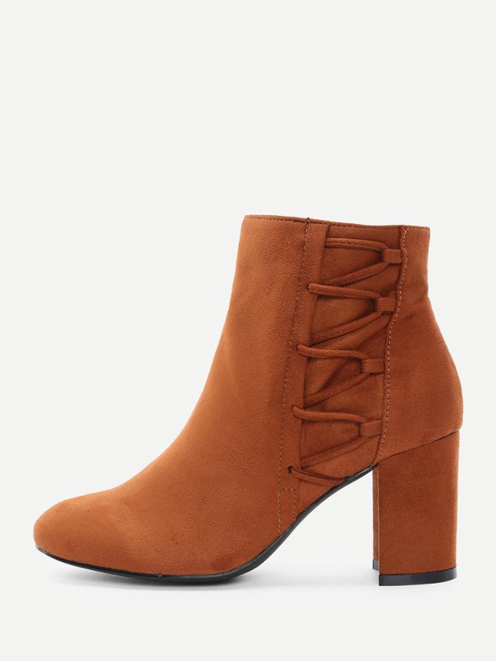 Shein Side Zipper Block Heeled Boots