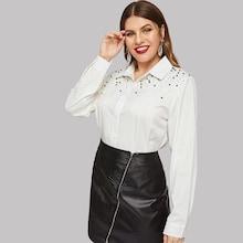 Shein Plus Pearls Beaded Blouse
