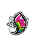 Shein Red Handmade Embroidery Animal Peacock Fingr Rings