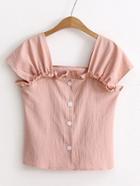 Shein Square Neck Frill Trim Top