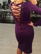 Shein Purple Scoop Neck Lace Up Backless Dress