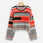 Shein Wide Sleeve Striped Sweater