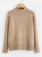 Shein Slogan Pattern Drop Shoulder Jumper