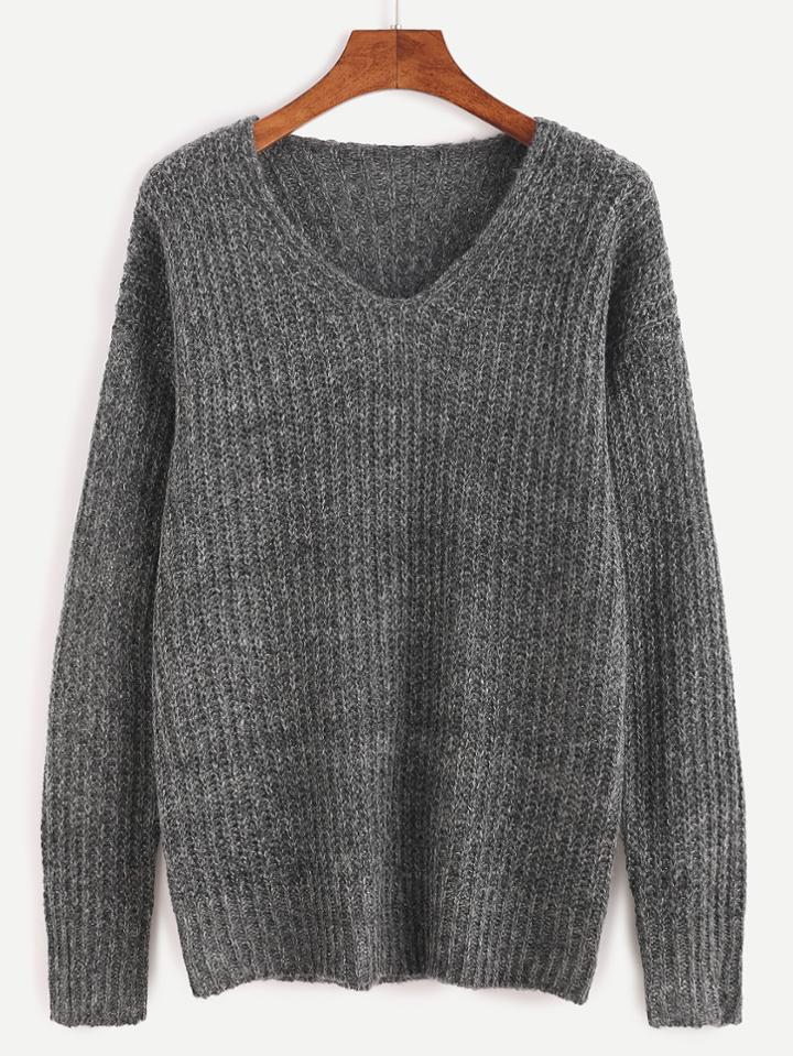 Shein Ribbed Knit Drop Shoulder Sweater