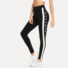 Shein Contrast Tape Side Letter Leggings