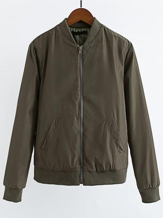 Shein Army Green Butterfly Embroidery Zipper Jacket