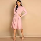 Shein Tie Neck Solid Flowy Dress