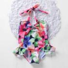 Shein Girls Floral Print Swimsuit