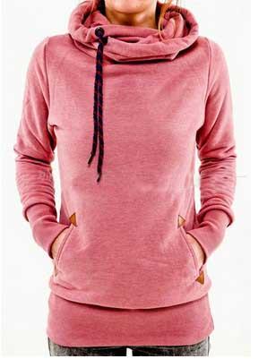 Shein Pink Drawstring Hooded Pocket Sweatshirt