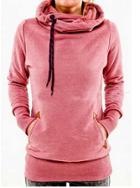 Shein Pink Drawstring Hooded Pocket Sweatshirt