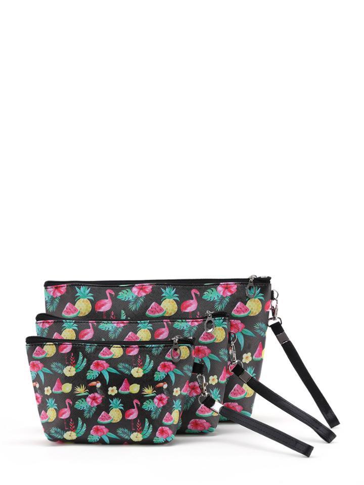 Shein Graphic Print Pouch With Wristlet 3pcs