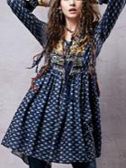 Shein Lantern Sleeve Print Shirt Dress